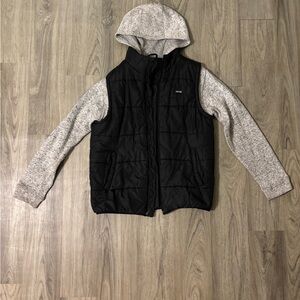 Joe's Jeans Black Quilted Vest with Gray Sleeves